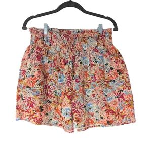 Floral Ruffle Hem Shorts, Size M